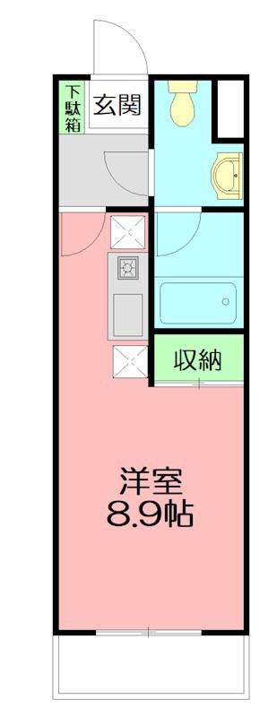 ゴールドウィン湘南(ワンルーム/2階)の間取り写真