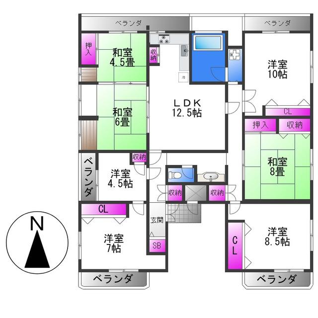 ラフォーレ大蓮(7LDK/3階)の間取り写真