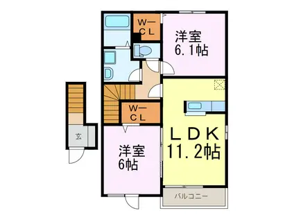 ラッフィナート(2LDK/2階)の間取り写真