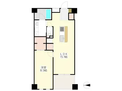 レジディアMUSASHIKOSUGI(1LDK/2階)の間取り写真