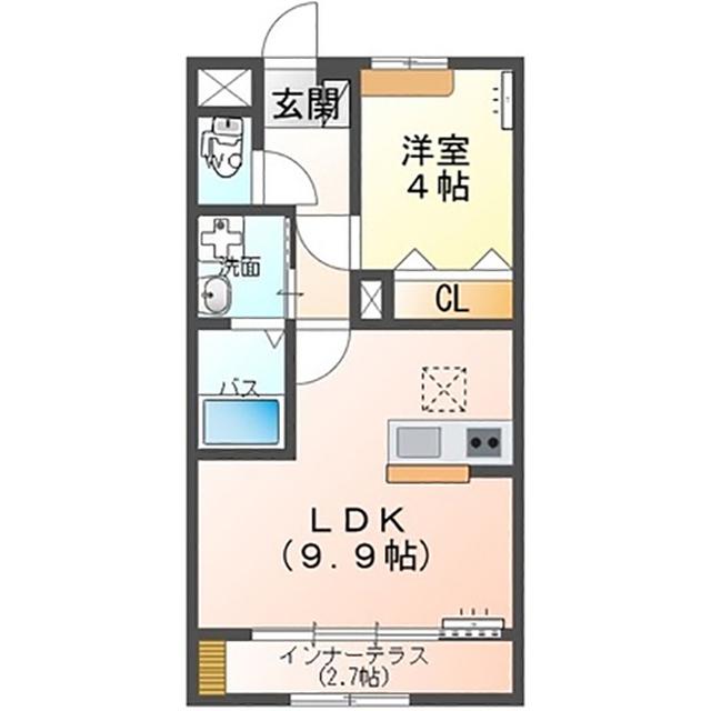 OLIVE よしわら6丁目(1LDK/1階)の間取り写真