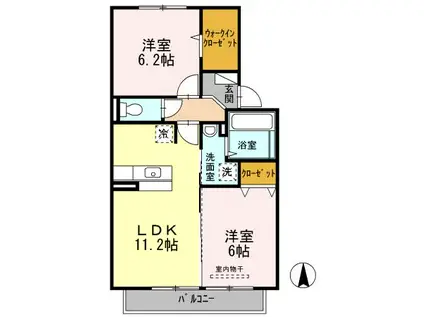 グレイスコートII(2LDK/2階)の間取り写真