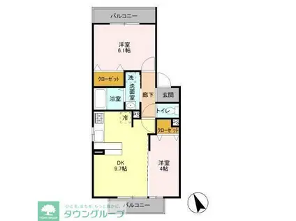 ウィット(2DK/2階)の間取り写真