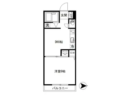 コーポ塩島(1DK/2階)の間取り写真