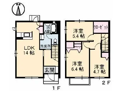 シャトー・N(3LDK/1階)の間取り写真
