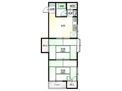 ベルメゾンK(2DK/1階)の間取り写真