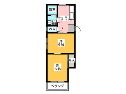 ハイツヤマコー(2K/3階)の間取り写真