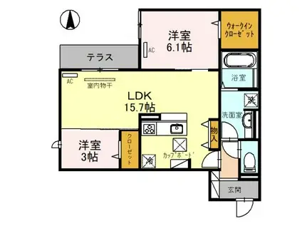 グリーンコート鷹合(2LDK/2階)の間取り写真