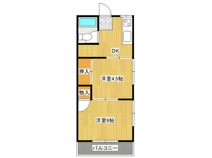 コーポ山進II(2DK/1階)の間取り写真