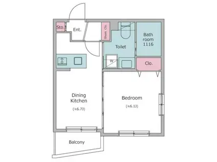 レジディア世田谷若林(1DK/2階)の間取り写真