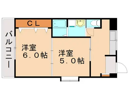 サニープレイス(2K/4階)の間取り写真