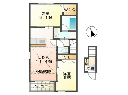 クレア I(2LDK/2階)の間取り写真