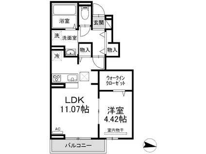 ソレイユ三原台 B(1LDK/1階)の間取り写真