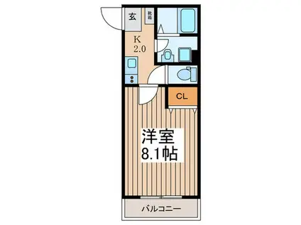 桶川市西1丁目共同(1K/3階)の間取り写真
