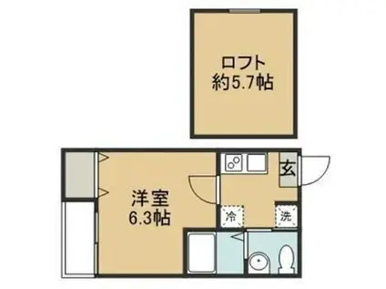 フォレスト長町(1K/2階)の間取り写真