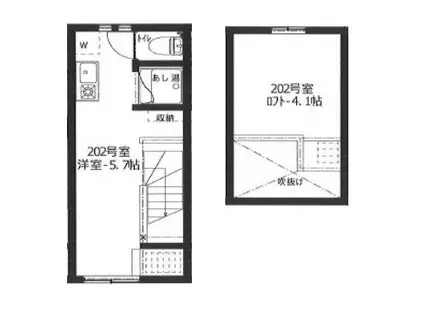 SKY HOUSE B棟(ワンルーム/2階)の間取り写真