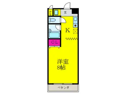 パークサイドアベリア(1K/4階)の間取り写真