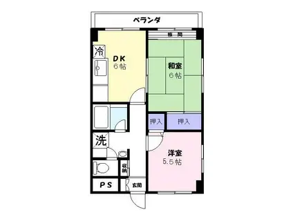 ハイツアオキ第12(2DK/2階)の間取り写真