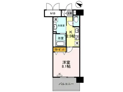 新神戸VITA(1K/7階)の間取り写真