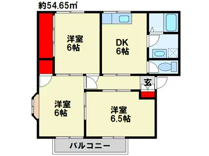 クローバーハウス(3DK/2階)の間取り写真