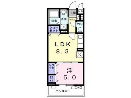 サニースクエア(1LDK/3階)の間取り写真