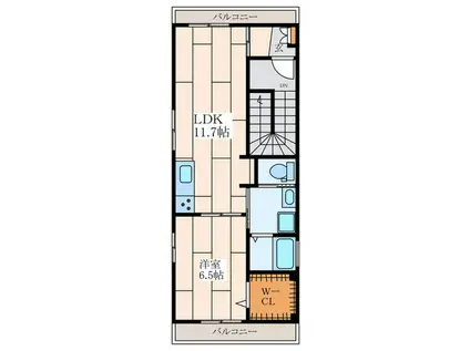 PACE鵠沼海岸(1LDK/3階)の間取り写真