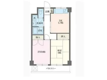 レジデンス中島(2DK/3階)の間取り写真