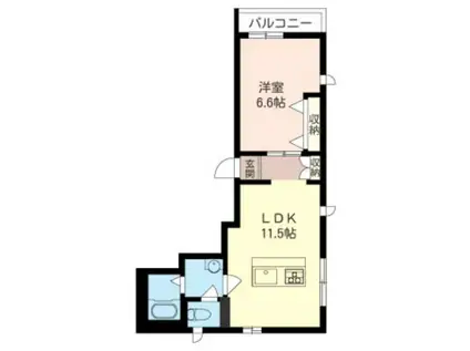 フーガ新百合(1LDK/2階)の間取り写真
