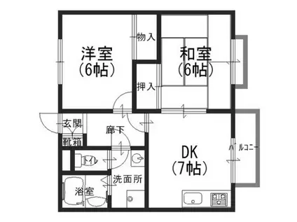 モアクレスト花田公園B棟(2DK/3階)の間取り写真