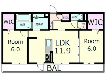 EMPEREUR(2LDK/1階)の間取り写真