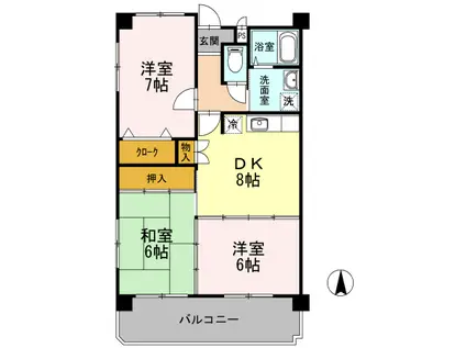 ウエルス富任II(3DK/3階)の間取り写真