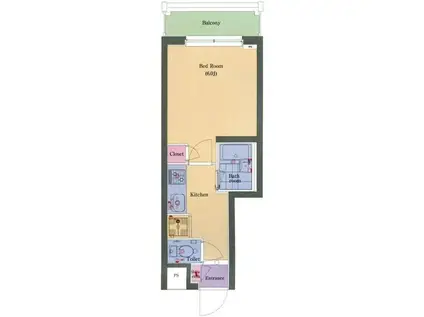 パレホームズ・東雪ヶ谷(1K/2階)の間取り写真