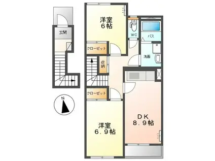サンライズII(2DK/2階)の間取り写真