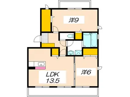 SUNNYFLATYASUDA(2LDK/2階)の間取り写真