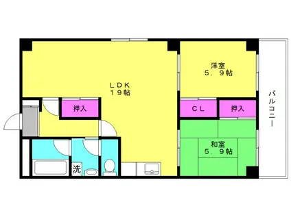 サニーハウス土山(2LDK/2階)の間取り写真