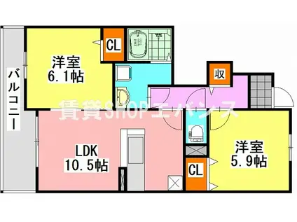 サニーハイツ(2LDK/1階)の間取り写真