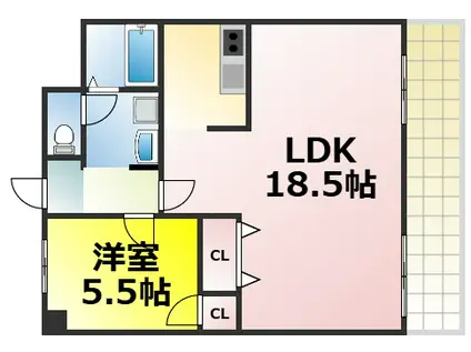 グランド西長堀(1LDK/7階)の間取り写真