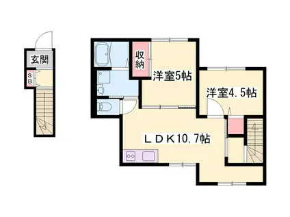 ハイムメゾン溝之口(2LDK/2階)の間取り写真