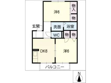 トミハイツ花長(2DK/2階)の間取り写真