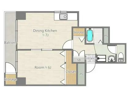 ローザス・フジ(1LDK/2階)の間取り写真