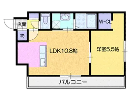 ルッソヴィータ(1LDK/1階)の間取り写真