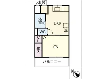コーポ榎山(1DK/1階)の間取り写真