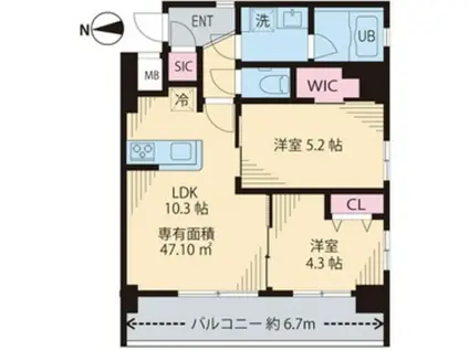 MIA CASA I(2LDK/2階)の間取り写真