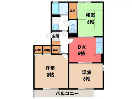 ジュネスなかじまD(3DK/3階)の間取り写真