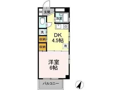 PARK Kー1(1DK/2階)の間取り写真