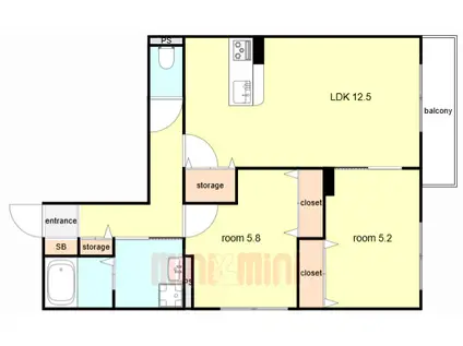神戸市垂水区東垂水アパート北棟(2LDK/1階)の間取り写真