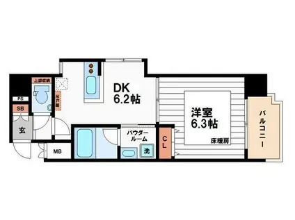 GALLERY谷町(1DK/5階)の間取り写真