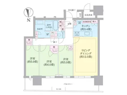 幕張ベイパーク ライズゲートタワー(3LDK/24階)の間取り写真