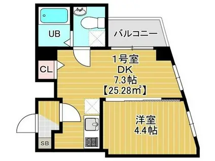 スピカ東小岩(1DK/7階)の間取り写真