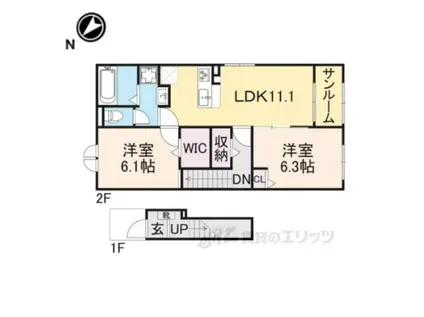 ナタリス ウィータ(2LDK/2階)の間取り写真